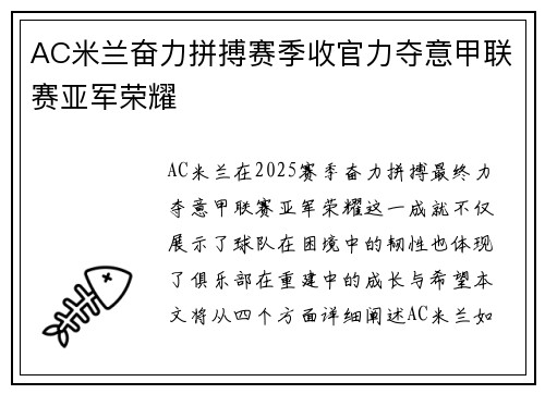 AC米兰奋力拼搏赛季收官力夺意甲联赛亚军荣耀